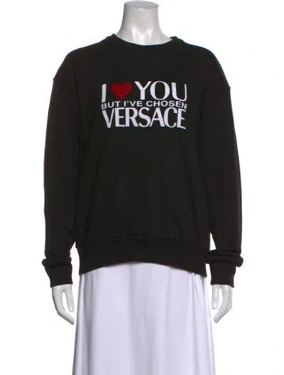 Pre-owned Versace Graphic Print Crew Neck Sweater In Black