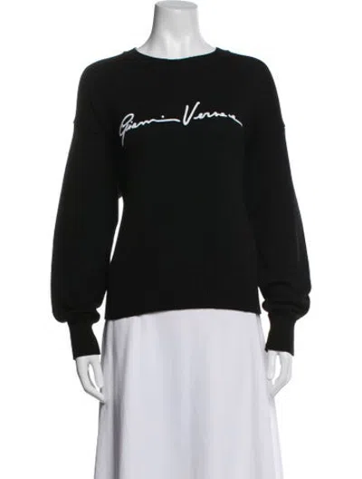 Pre-owned Versace Graphic Print Crew Neck Sweater In Black