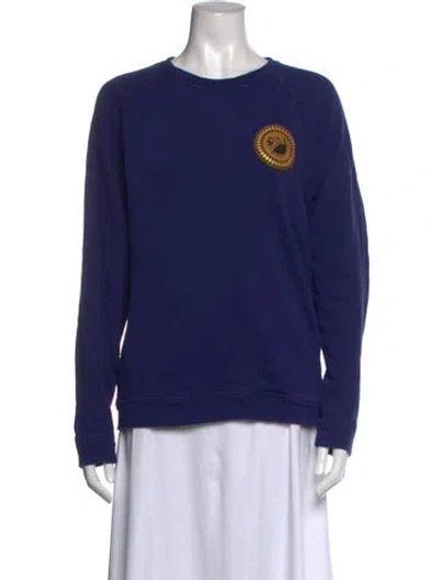 Pre-owned Versace Graphic Print Crew Neck Sweater In Blue