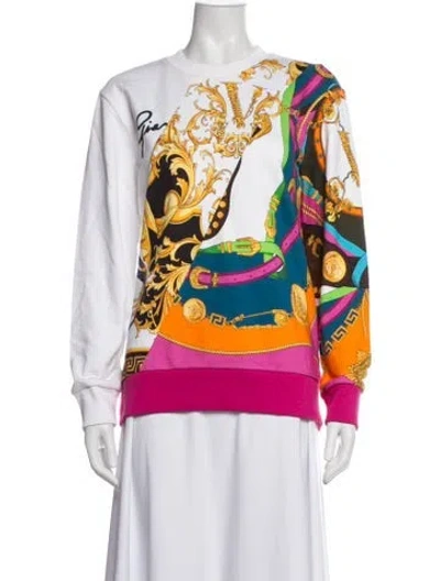 Pre-owned Versace Graphic Print Crew Neck Sweater In Neutrals