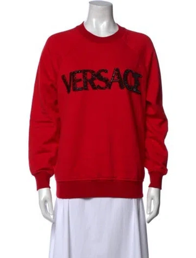 Pre-owned Versace Graphic Print Crew Neck Sweater In Red