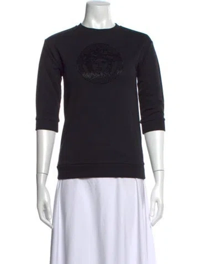 Pre-owned Versace Graphic Print Crew Neck Sweater W/ Tags In Black
