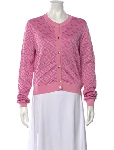 Pre-owned Versace Graphic Print Crew Neck Sweater W/ Tags In Pink