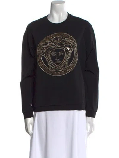 Pre-owned Versace Graphic Print Crew Neck Sweatshirt In Black