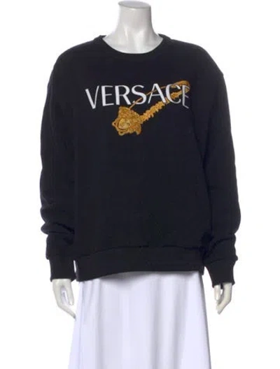 Pre-owned Versace Graphic Print Crew Neck Sweatshirt In Black