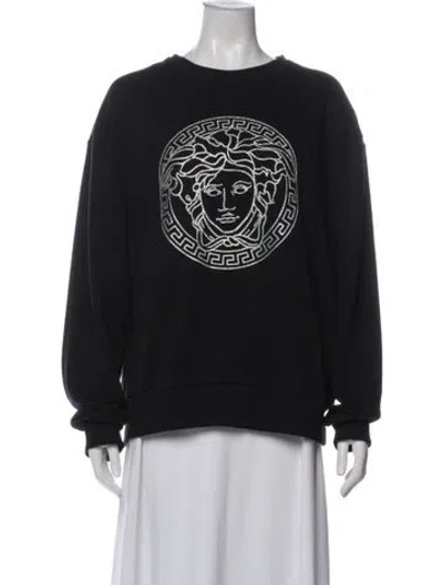Pre-owned Versace Graphic Print Crew Neck Sweatshirt In Black