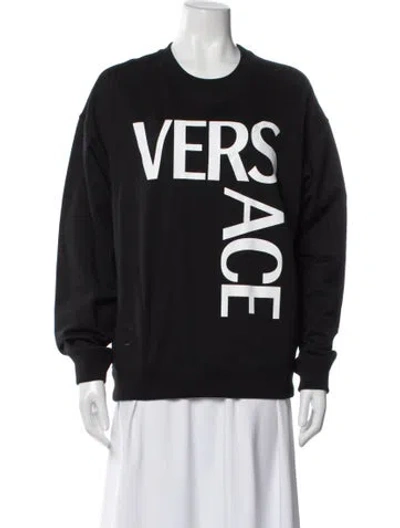 Pre-owned Versace Graphic Print Crew Neck Sweatshirt In Black