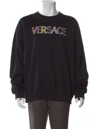 Pre-owned Versace Graphic Print Crew Neck Sweatshirt In Black