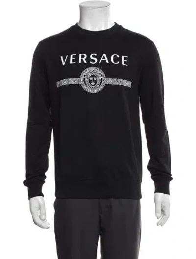 Pre-owned Versace Graphic Print Crew Neck Sweatshirt In Black