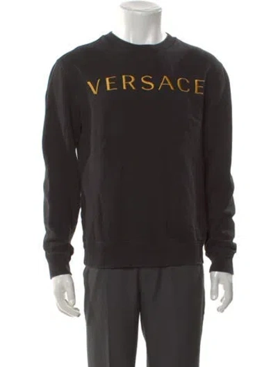 Pre-owned Versace Graphic Print Crew Neck Sweatshirt In Black