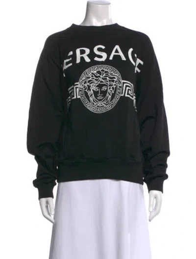 Pre-owned Versace Graphic Print Crew Neck Sweatshirt In Black