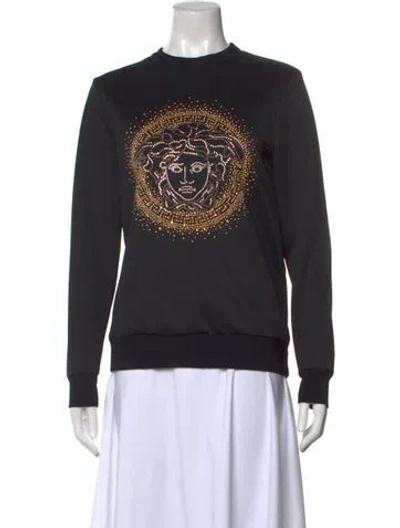 Pre-owned Versace Graphic Print Crew Neck Sweatshirt In Black