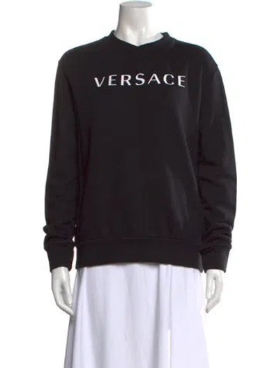 Pre-owned Versace Graphic Print Crew Neck Sweatshirt In Black