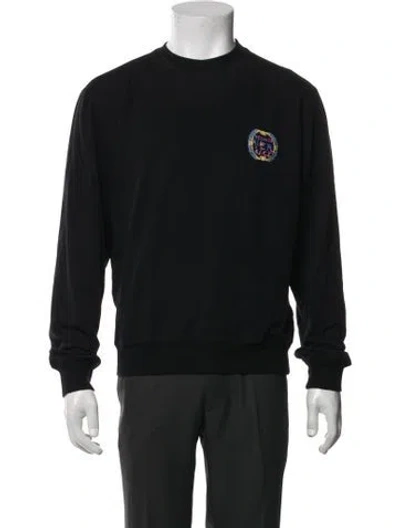 Pre-owned Versace Graphic Print Crew Neck Sweatshirt In Black