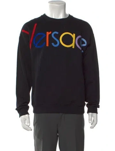 Pre-owned Versace Graphic Print Crew Neck Sweatshirt In Black