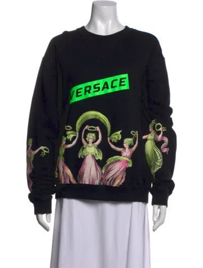 Pre-owned Versace Graphic Print Crew Neck Sweatshirt In Black