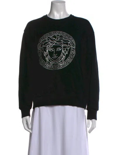 Pre-owned Versace Graphic Print Crew Neck Sweatshirt In Black