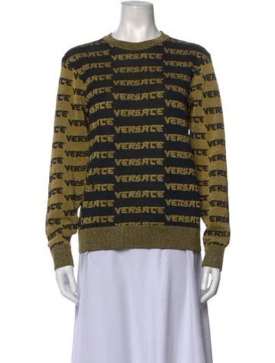 Pre-owned Versace Graphic Print Crew Neck Sweatshirt In Black/gold/metallic