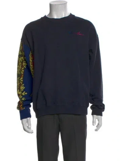 Pre-owned Versace Graphic Print Crew Neck Sweatshirt In Blue