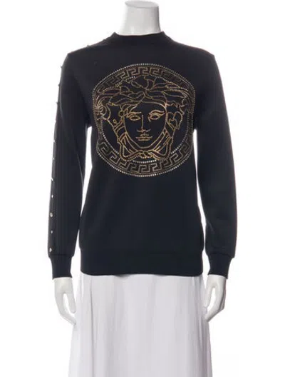 Pre-owned Versace Graphic Print Crew Neck Sweatshirt In Blue