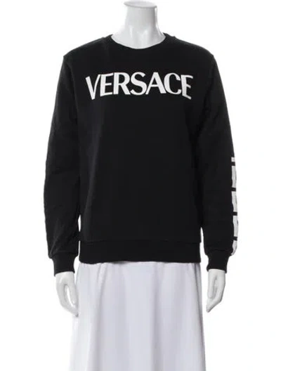 Pre-owned Versace Graphic Print Crew Neck Sweatshirt In Gray