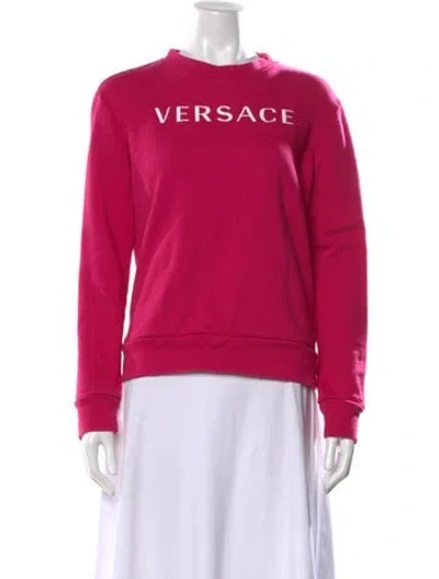 Pre-owned Versace Graphic Print Crew Neck Sweatshirt In Pink