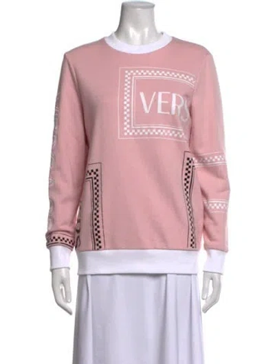 Pre-owned Versace Graphic Print Crew Neck Sweatshirt In Pink