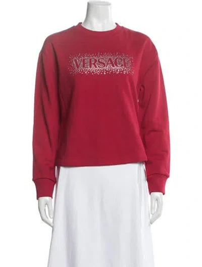 Pre-owned Versace Graphic Print Crew Neck Sweatshirt In Red