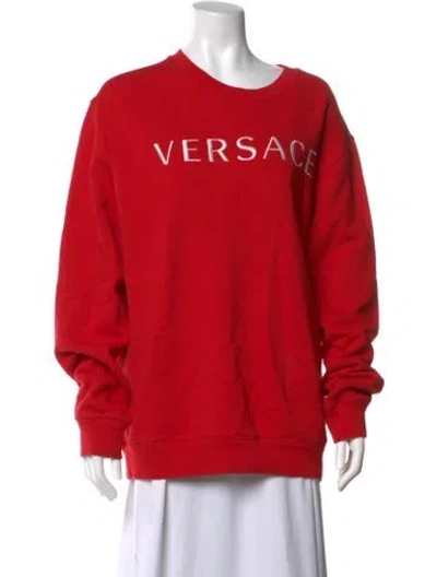 Pre-owned Versace Graphic Print Crew Neck Sweatshirt In Red