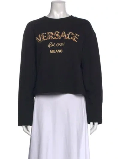 Pre-owned Versace Graphic Print Crew Neck Sweatshirt W/ Tags In Black