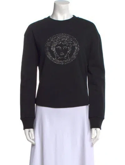 Pre-owned Versace Graphic Print Crew Neck Sweatshirt W/ Tags In Black
