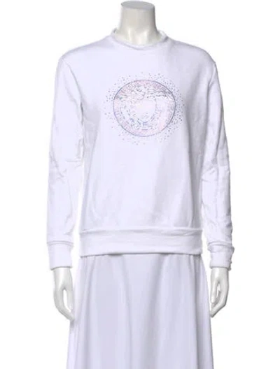 Pre-owned Versace Graphic Print Crew Neck Sweatshirt In White