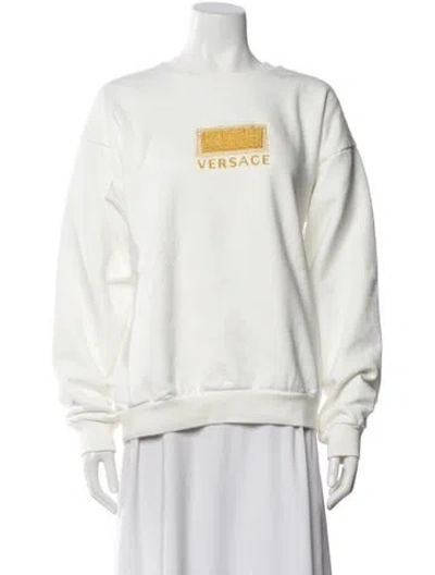 Pre-owned Versace Graphic Print Crew Neck Sweatshirt In White