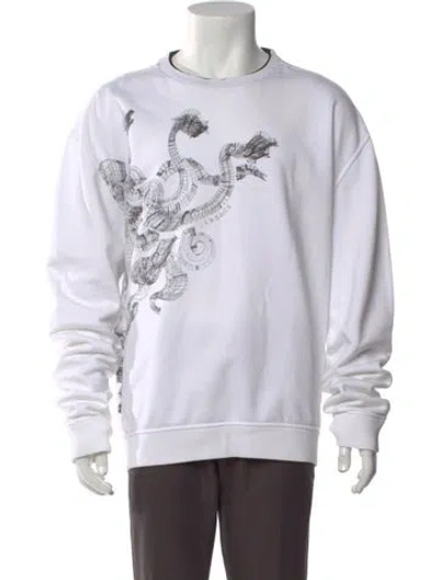 Pre-owned Versace Graphic Print Crew Neck Sweatshirt In White