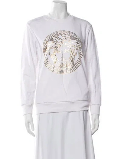 Pre-owned Versace Graphic Print Crew Neck Sweatshirt In White