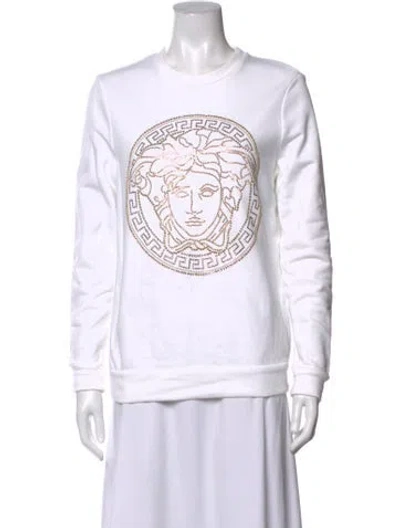 Pre-owned Versace Graphic Print Crew Neck Sweatshirt In White