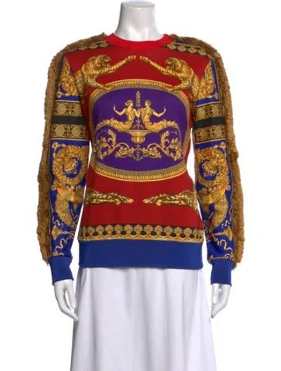 Pre-owned Versace Graphic Print Crew Neck Sweatshirt In Yellow
