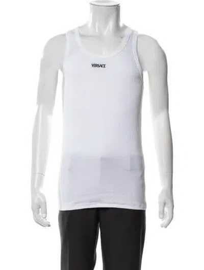 Pre-owned Versace Graphic Print Crew Neck Tank W/ Tags In White
