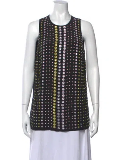 Pre-owned Versace Graphic Print Crew Neck Top In Black
