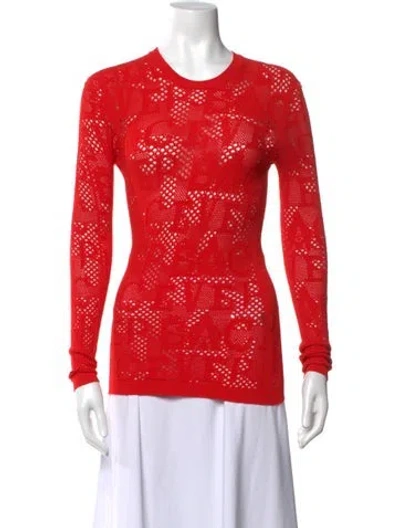 Pre-owned Versace Graphic Print Crew Neck Top In Red