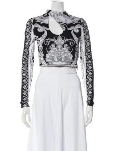 Pre-owned Versace Graphic Print Crew Neck Top W/ Tags In White