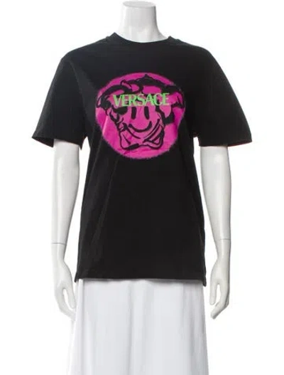 Pre-owned Versace Graphic Print Crew Neck T-shirt In Black