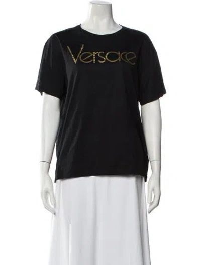 Pre-owned Versace Graphic Print Crew Neck T-shirt In Black