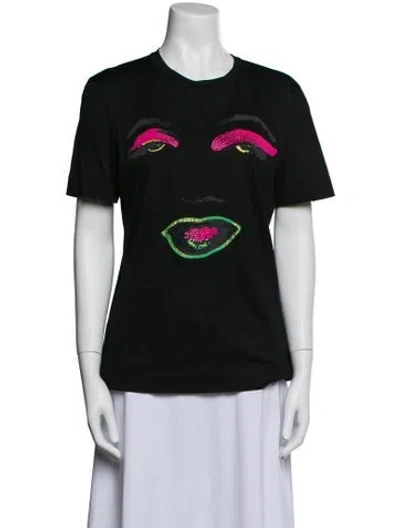 Pre-owned Versace Graphic Print Crew Neck T-shirt In Black