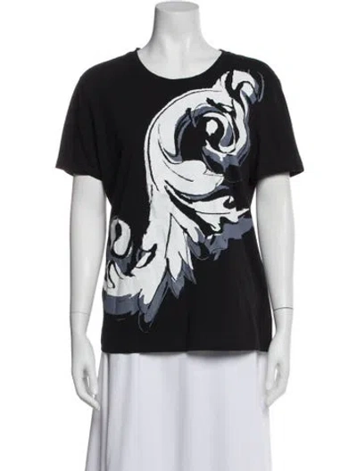 Pre-owned Versace Graphic Print Crew Neck T-shirt In Black