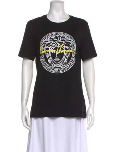 Pre-owned Versace Graphic Print Crew Neck T-shirt In Black