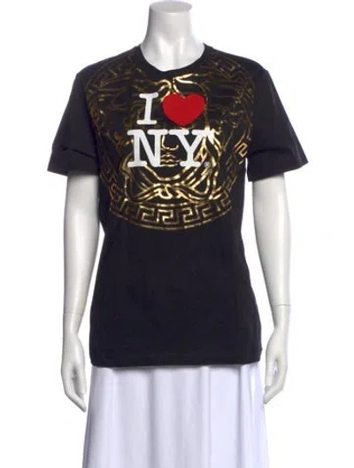 Pre-owned Versace Graphic Print Crew Neck T-shirt In Black