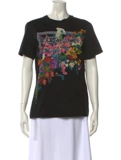 Pre-owned Versace Graphic Print Crew Neck T-shirt In Black