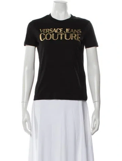 Pre-owned Versace Graphic Print Crew Neck T-shirt In Black