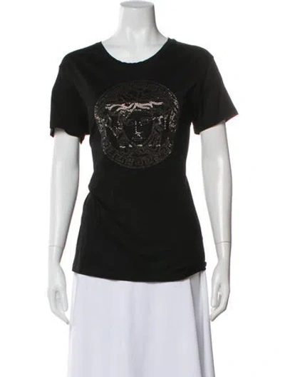 Pre-owned Versace Graphic Print Crew Neck T-shirt In Black